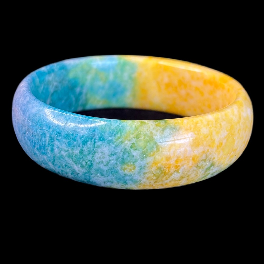 Blue and Yellow Gradient Jade Inspired Bangle Bracelet